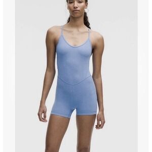Lululemon Align Cross-Back Bodysuit 4" Pool Party Sz 10 NWT Retail $128